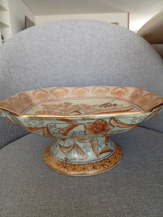Centro de Mesa / Fruteira Antiga – Estilo Satsuma (Pintada à Mão)