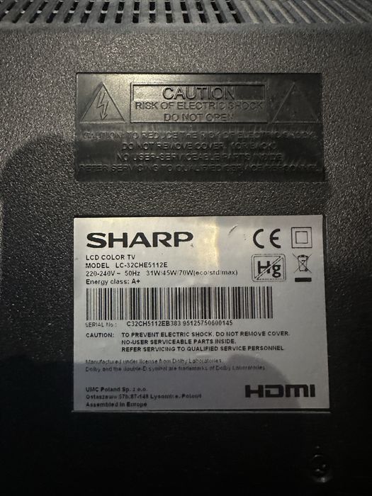 Телевізор Sharp, модель LC-32CHE5112E.
