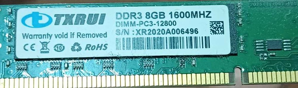 TXRUI DDR3 8 GB 1600 MHz PC Desktop Memory RAM DIMM-PC3-12800