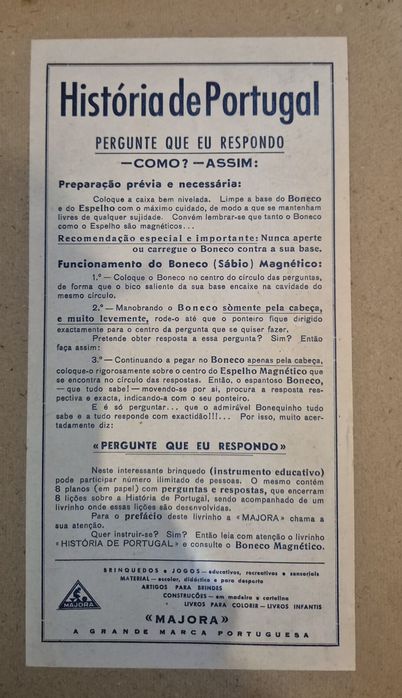 Jogo antigo da Majora  - História de Portugal