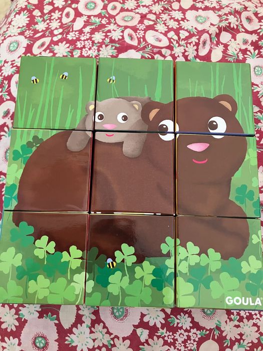 Puzzle infantil de 9 cubos famílias de animais