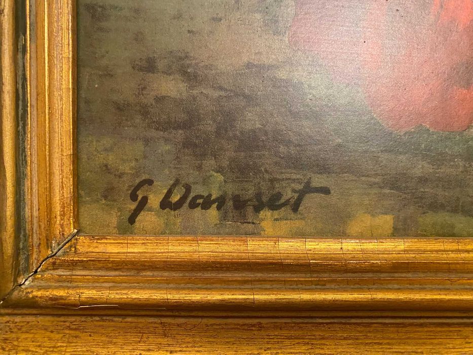 Quadro floral com moldura dourada de G. Wanset 74x56 cm's