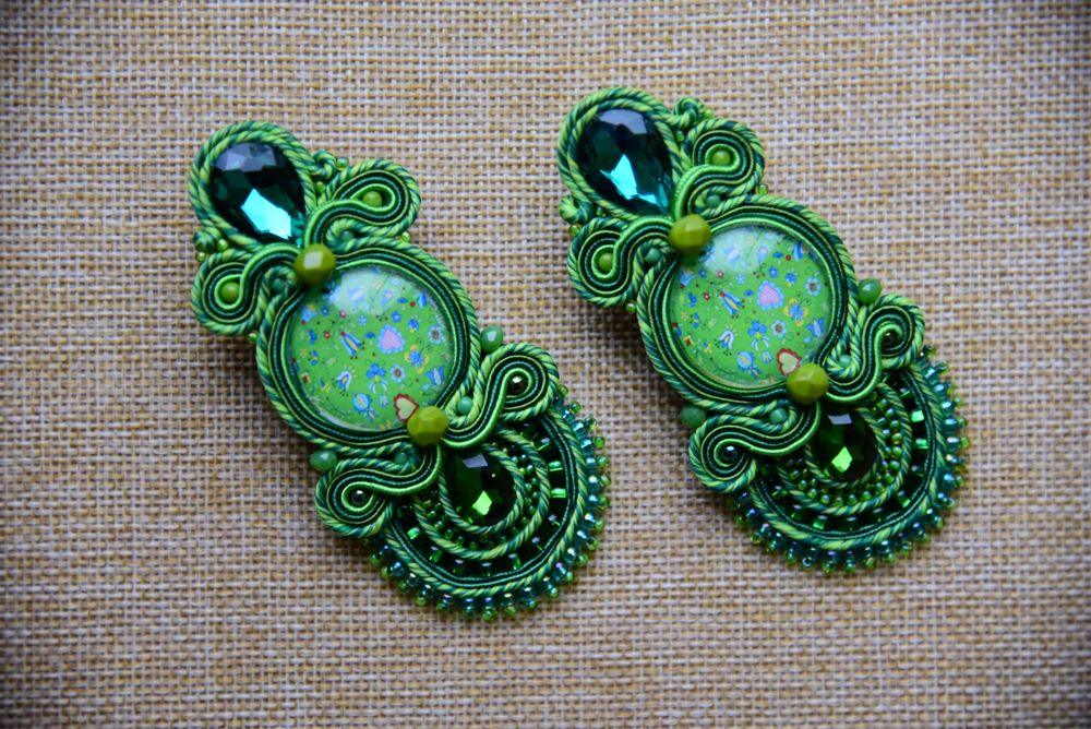 Zielone kolczyki kaszubskie sutasz