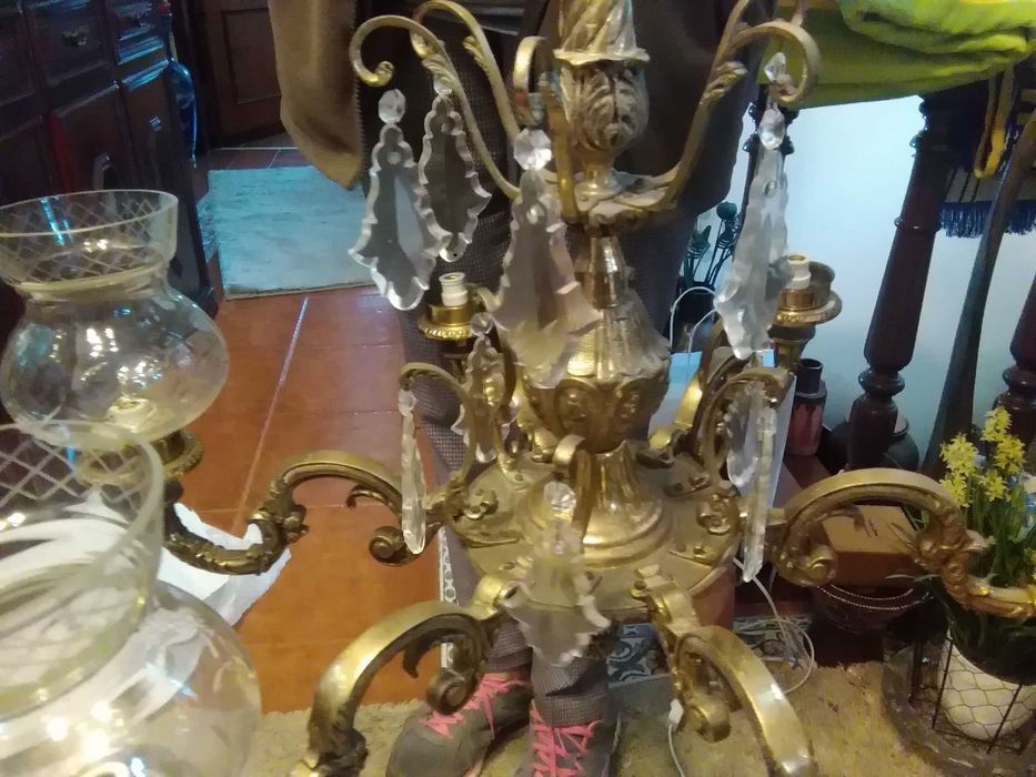 Candeeiro latão 6 braços