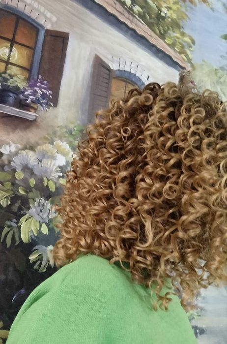 Peruka blond ombre afro loki curly kręcone włosy