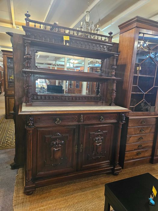 Very old furniture made of solid wood and stone - excellent overall condition