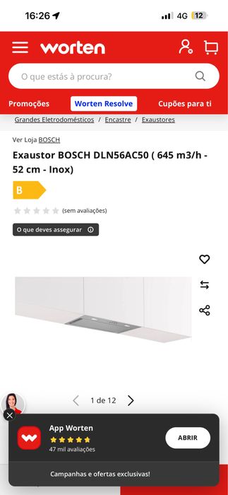 Exaustor BOSCH DLN56AC50 ( 645 m3/h - 52 cm - Inox)