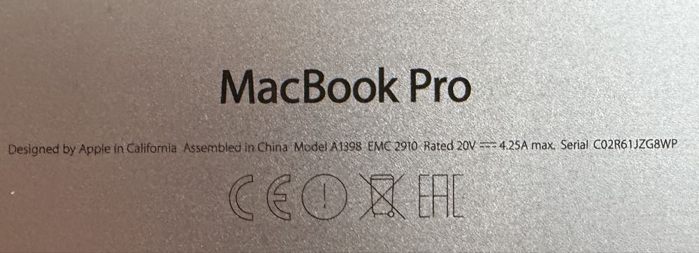 MacBook Pro A1398/2015/i7/2.5GHz/16GB/512GB/15.4/R9M370X/nowa bateria