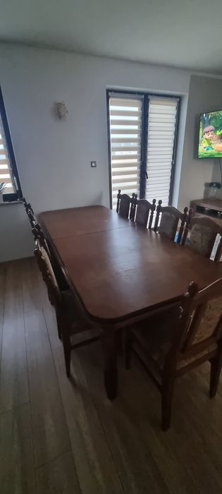 Stół dębowy rozkładany 12 krzeseł