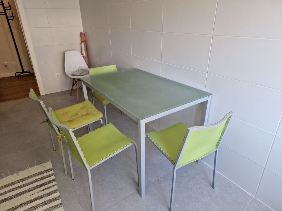 Mesa aço inoxidavel com vidro temperado