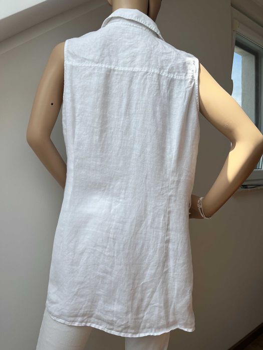 Lniana sukienka Letnia Midi Biała Rozmiar L Przewiewna Wakacyjna Elega