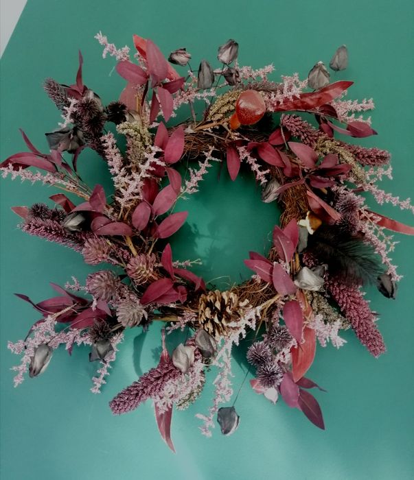 duży Wianek jesienny burgund bordo Loberon 65cm śr.