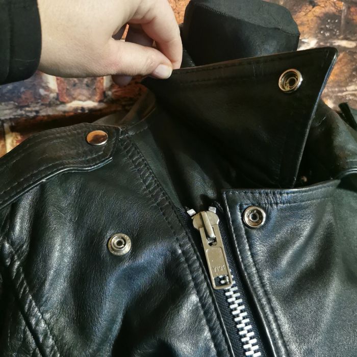 Czarna skorzana kurtka Ramoneska Real Leather High Quality