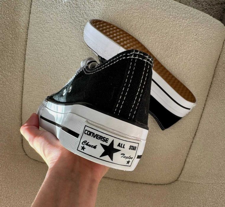 Женские кеды Конверс низкие на платформе черные Converse All Star