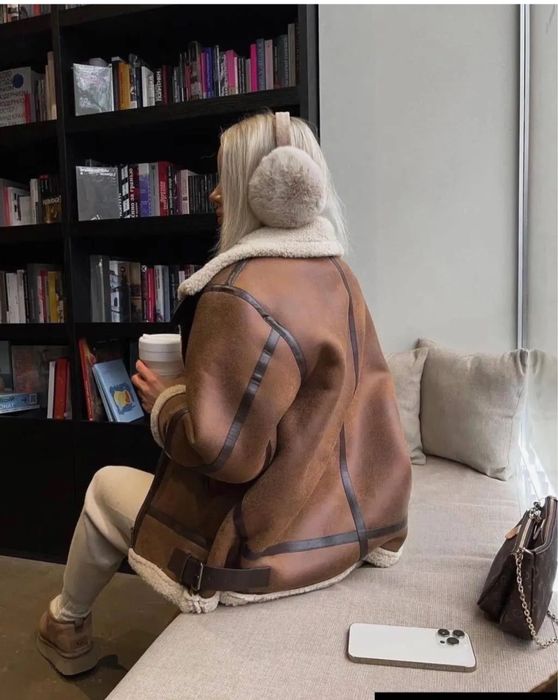 Жіноча дублянка-косуха з еко-хутром