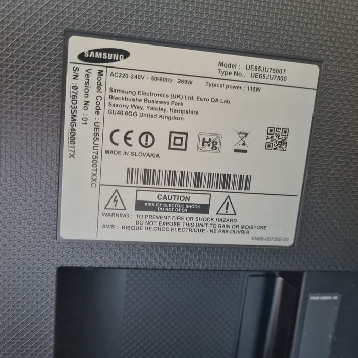 Samsung UE65JU/ 1.65m  para peças  apenas tela  partida
