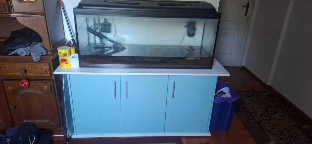Akwarium 240l komplet z pokrywą, szafą, filtrami, odkurzaczem itp