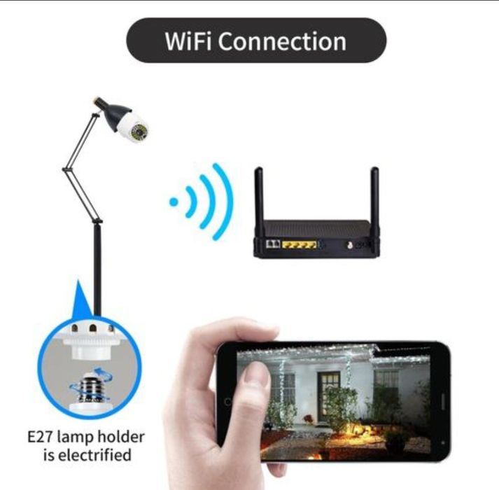 Lâmpada com câmara oculta HD V380 pro wifi **Novo**