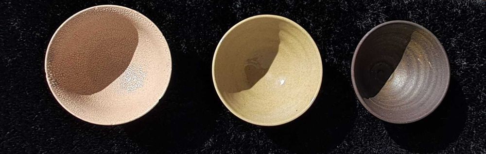 3 taças artesanais em cerâmica – tons terra / estilo coreano / decoração ou mesa