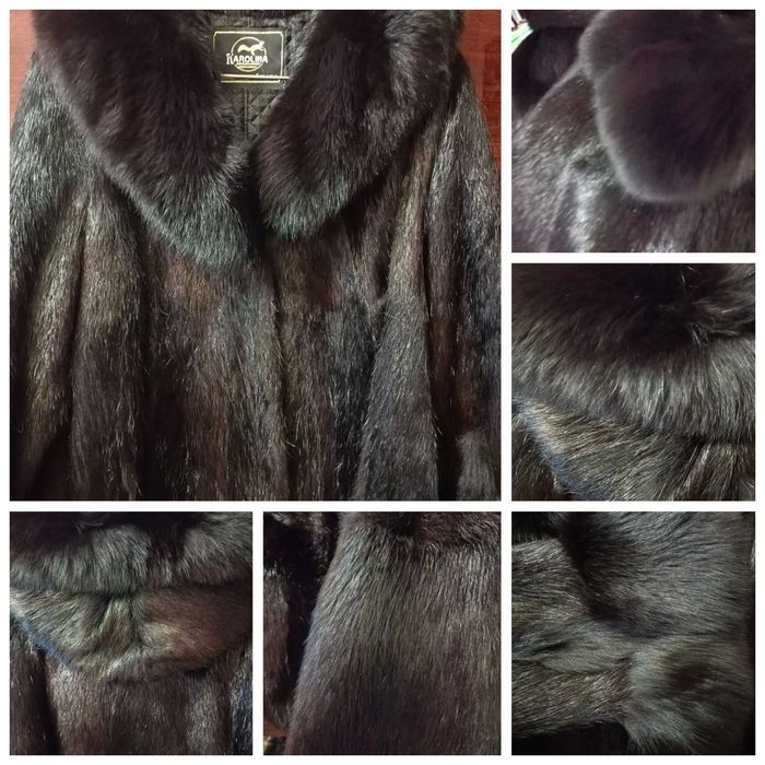 Женская шуба из нутрии с песцовыми вставками