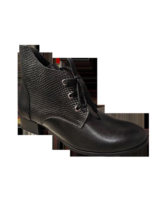 Skórzane botki czarne obcas płaski 3,5 cm nr 37