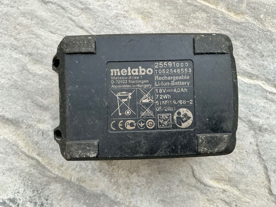 Bateria de iões de lítio Metabo de 18V com uma capacidade de 4.0Ah