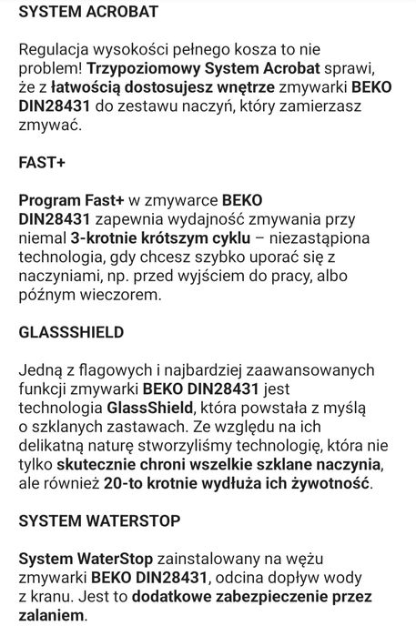 Zmywarka Beko do zabudowy