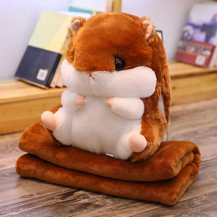 Мягкая игрушка Хомяк с флисовым пледом 110×160 см 40 см