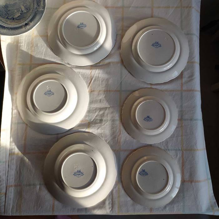 Raridade 1836 7pratos Davenport Caledonia English Ironstone Blue&White