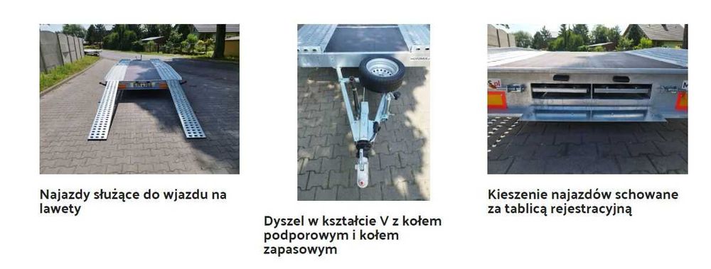 Wynajem wypożyczalnia przyczep lawet laweta samochodowa 4,5m i 6m
