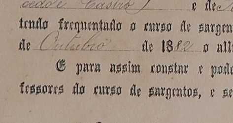 Diploma Regimento D Infantaria nº 8 (1882)