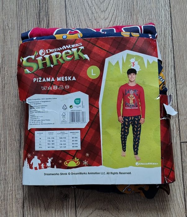 Piżama męska dwuczęściowa Shrek Ciastek L nowa