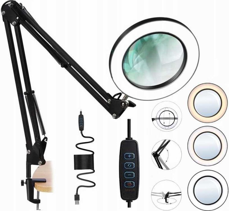 Lampa LED Kosmetyczna Lupa Szkło Powiększające Do Salonu Kreślarska