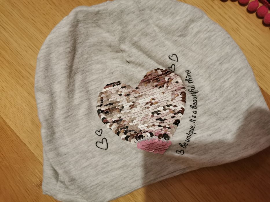 Zestaw Czapka szalik czapeczka chustka dla dziewczynki cekiny paka 2-3