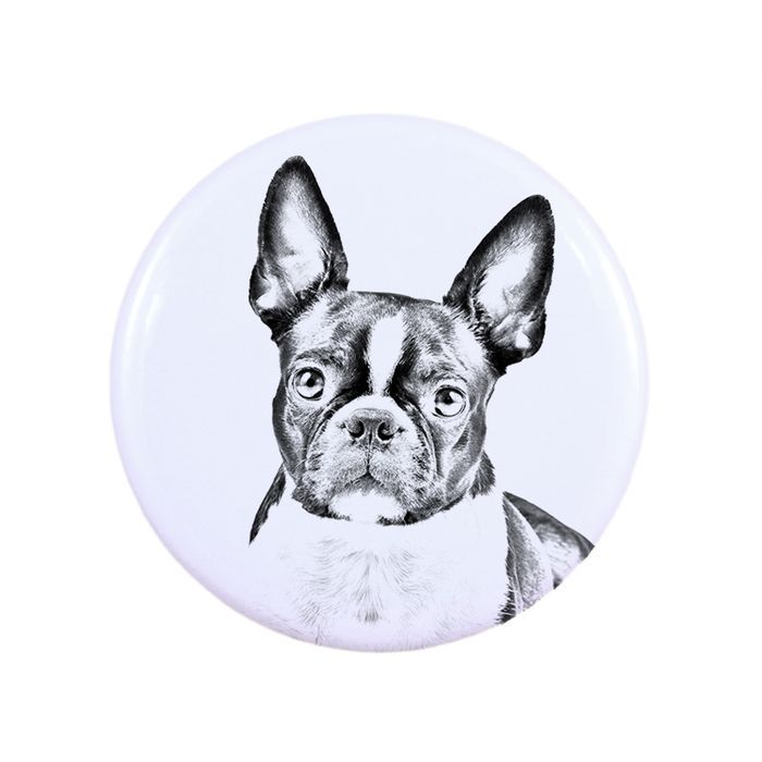 Boston Terrier przypinka z psem duża Art-Dog