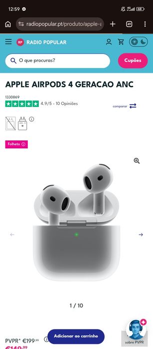 Airpods 4 com cancelamento de ruído