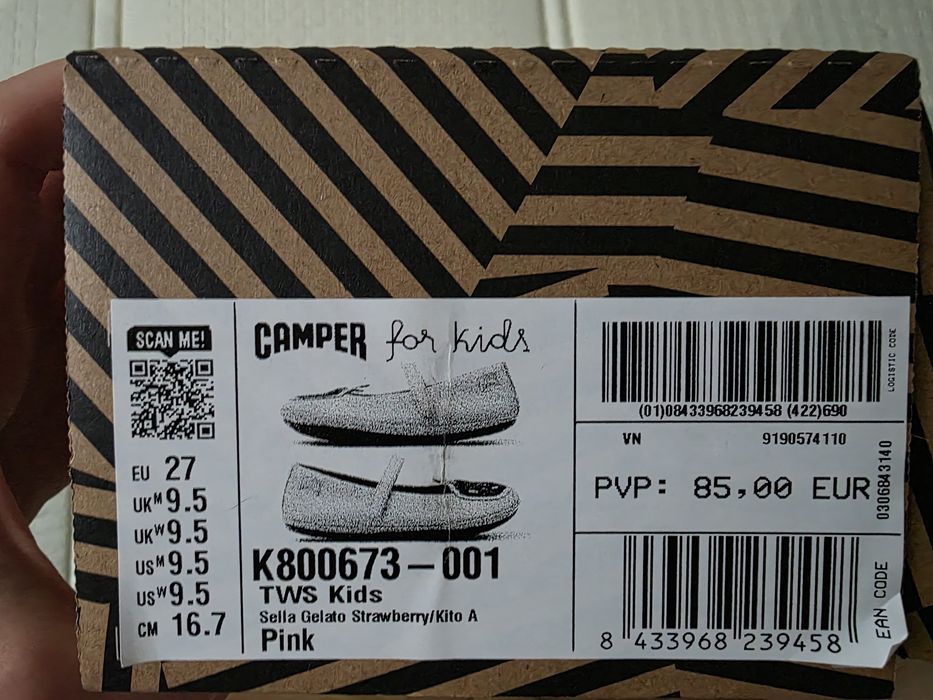 Шкіряні балетки тапочки CAMPER barefood для дівчинки - 27 розмір