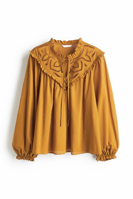 Бавовняна блуза з вишивкою H&M