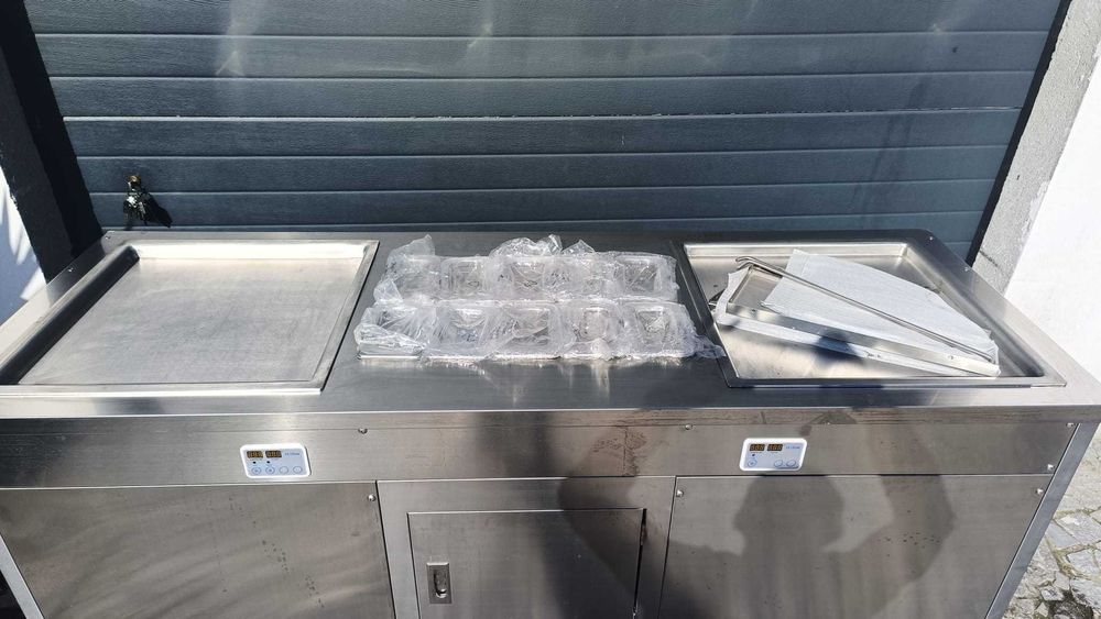 Máquina Profissional de Gelados Tailandeses (Ice Cream Rolls)
