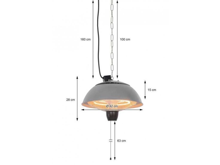 Wisząca lampa grzewcza na podczerwień 1500W