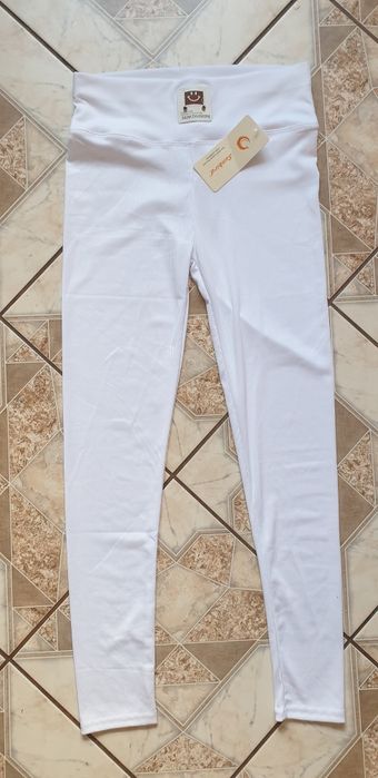 Legginsy białe prążek