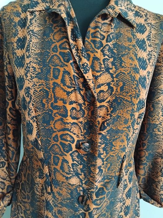 Prosta sukienka koszulowa szmizjerka S M 36 38 w panterke