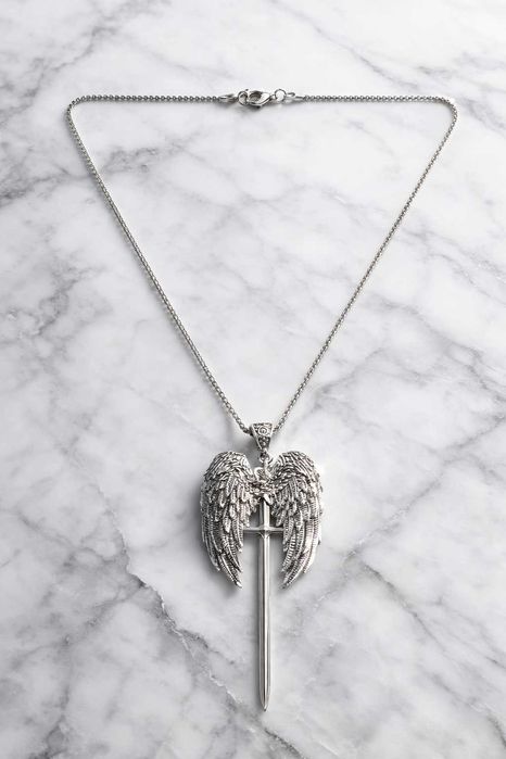 Naszyjnik skrzydła i miecz Chrome Hearts style