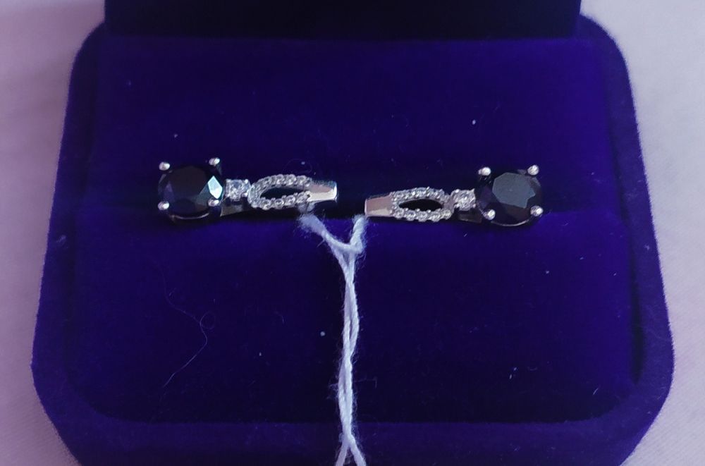 Серьги ,серьги с сапфиром,серьги серебро 925 проба