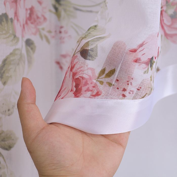 Firana 140x300 z etaminy w kwiaty