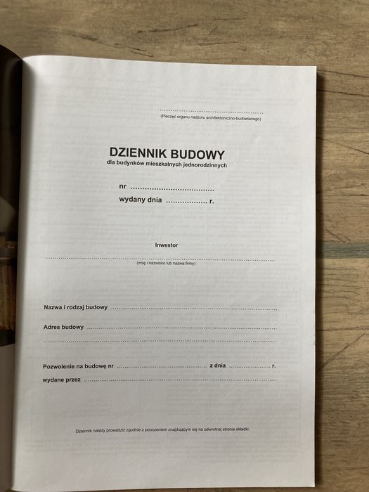 Dziennik budowy - nowy