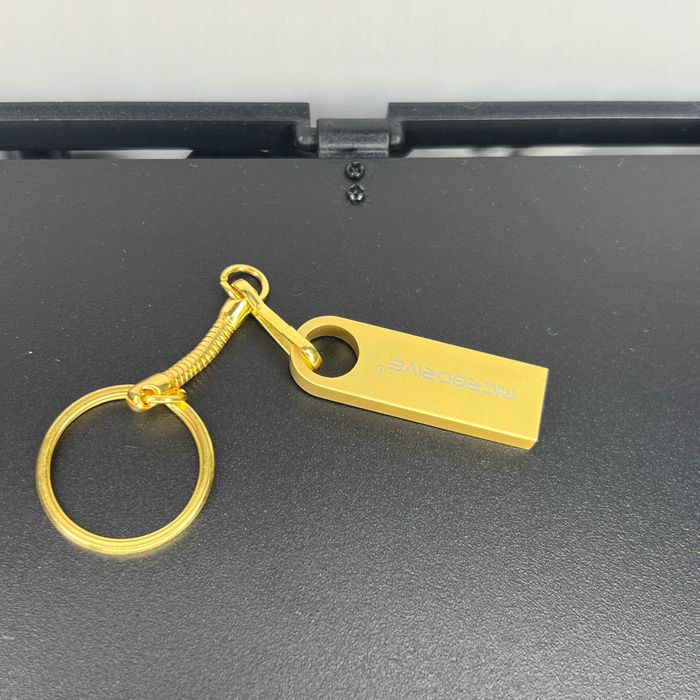 Флешка на 128Гб металева з брелком карта памяті USB 128 Gb metal Gold