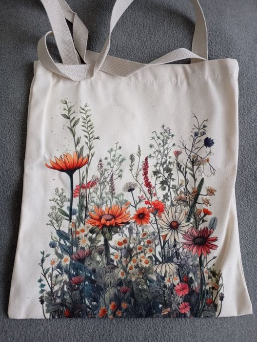 Torba płócienna na zakupy Nowa Kwiaty polne