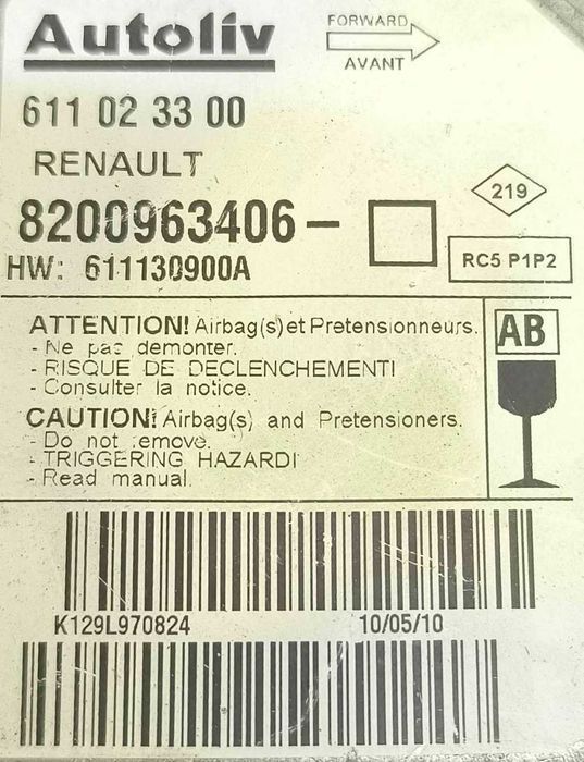 Centralina Airbag RENAULT CLIO III (BR0/1, CR0/1) ano 2005