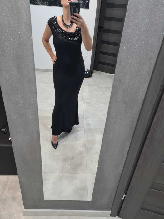 Elegancka długa suknia - sukienka wieczorowa, rybka, L / XL